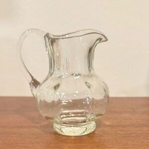 Vintage Romanian glass crystal small pitcher vase EUC